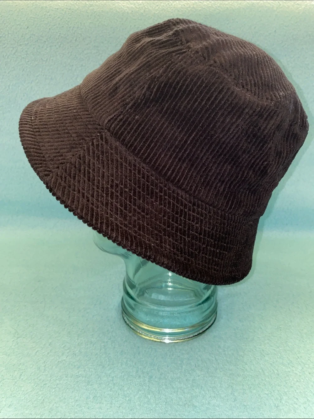 CORDUROY Bucket hat soft cotton black unknown brand beach trendy NEW size OSFA